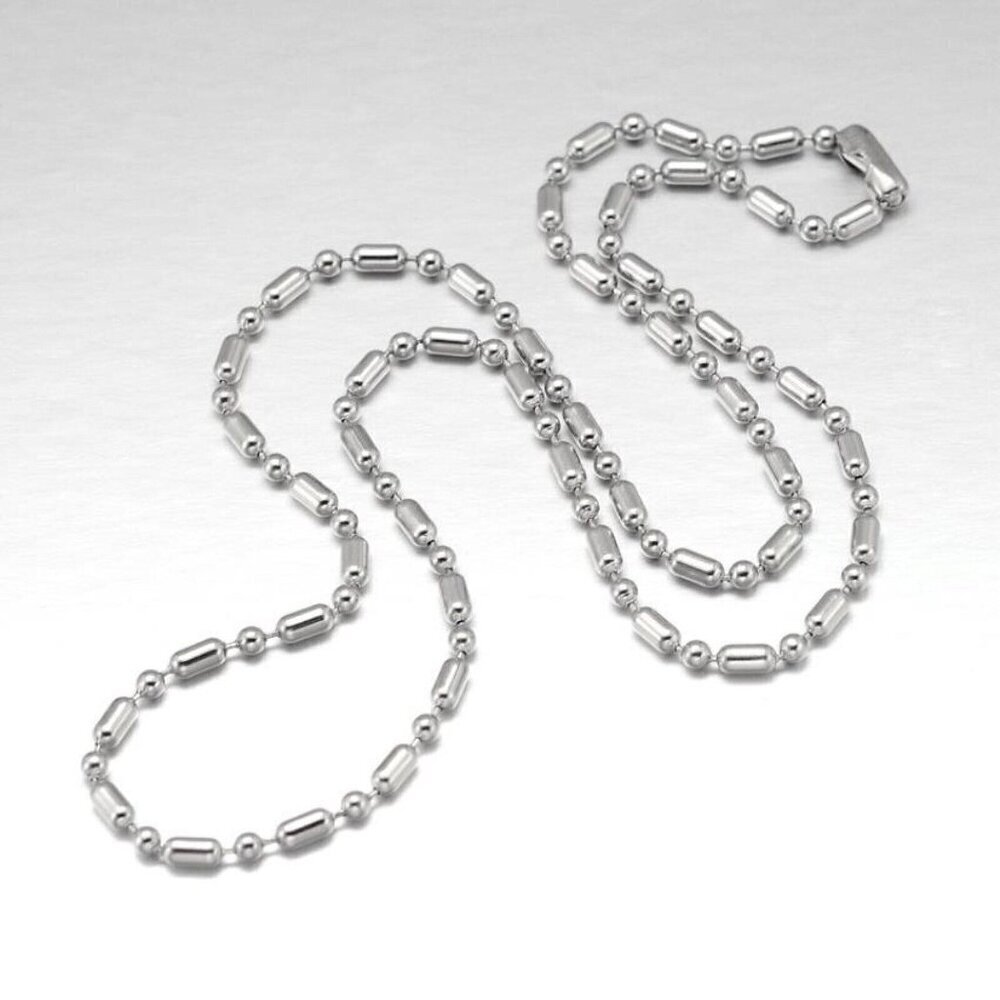 Silver Surgical Stainless Steel 2.4mm Dot Dash Ball Chain Necklace 26" Long